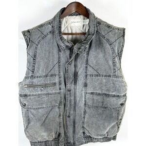 Vintage St. John's Bay Men's‎ Large Black Denim Utility Vest Western Workwear